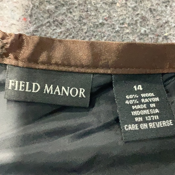 Vintage Field Manor Grey Wool Midi Skirt Chevron Herringbone  Ruffle Size 14 - Picture 5 of 6